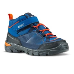Quechua Kids' Waterproof Walking Shoes - MH120 MID Blue - Size Jr. 10