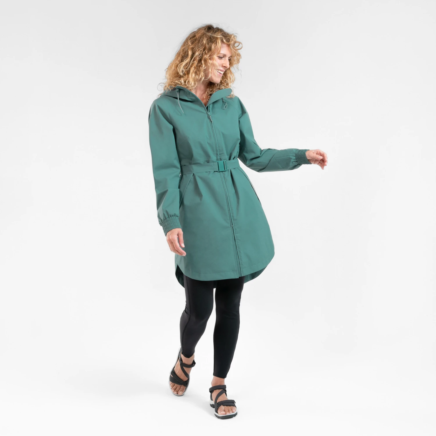 Quechua Women's Hiking Waterproof Longline Jacket Raincut Long Series 2 Quechua Women's Hiking Waterproof Longline Jacket Raincut Long Series - Image 2