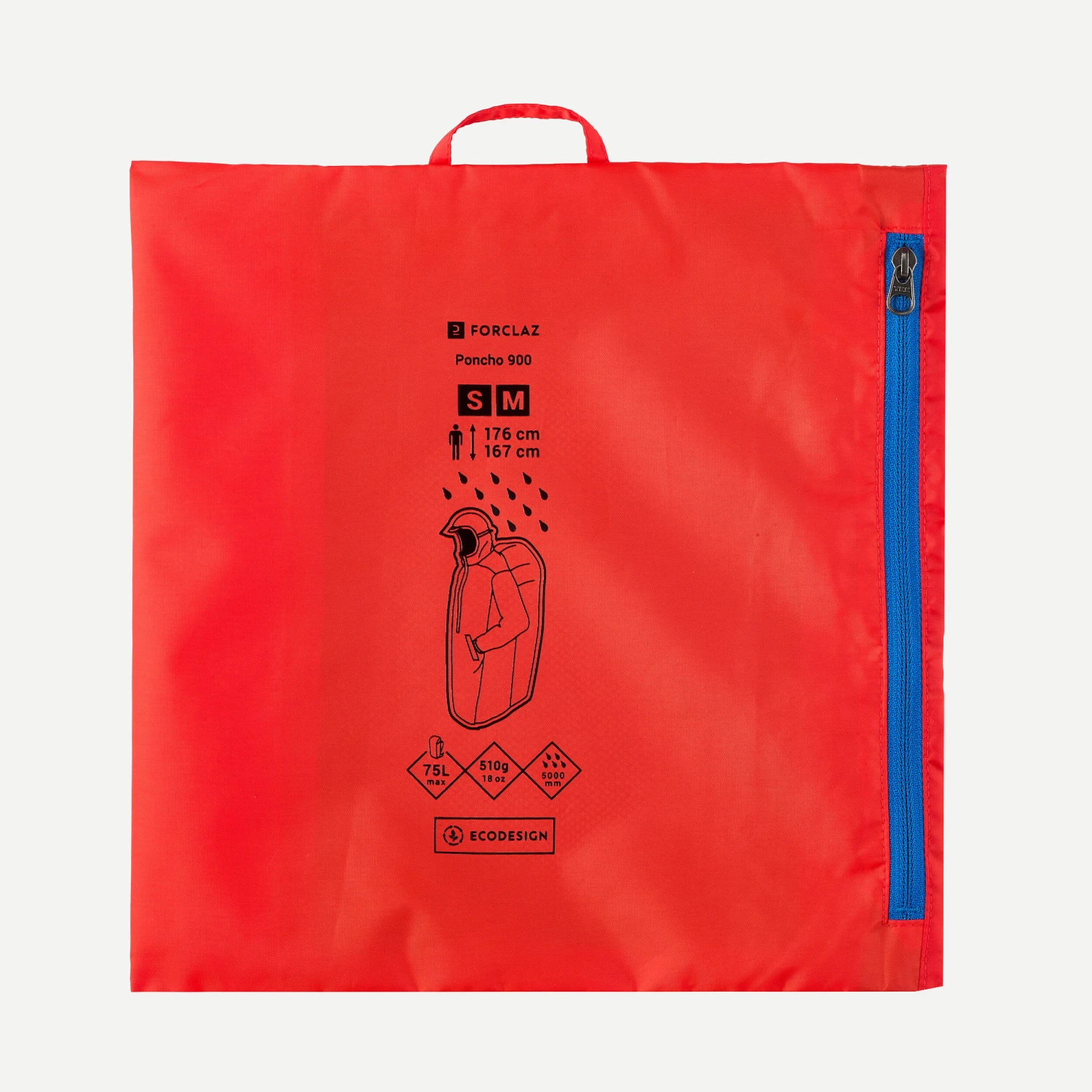 Quechua Hiking Rain Poncho - MT900 - 75L - Red 6 Quechua Hiking Rain Poncho - MT900 - 75L - Red - Image 6